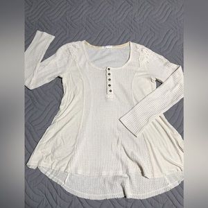 Coco + jaimeson long sleeve top, M, cream, ribbed knit